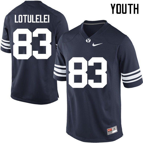 Youth #83 Inoke Lotulelei BYU Cougars College Football Jerseys Sale-Navy - Click Image to Close